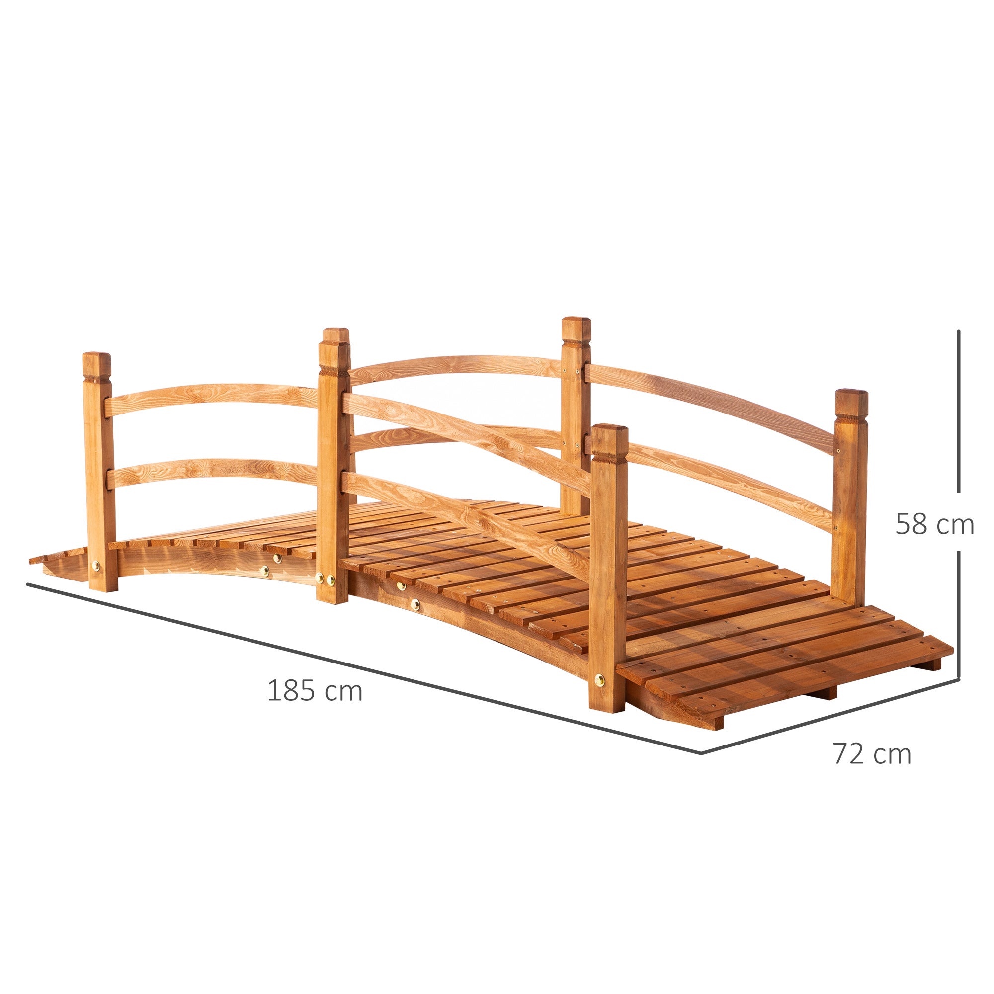 Pont de jardin bois massif pour aménagement bassin extérieur franchissement sécurisé 185 cm - ComfortXL Outdoor Living - 3