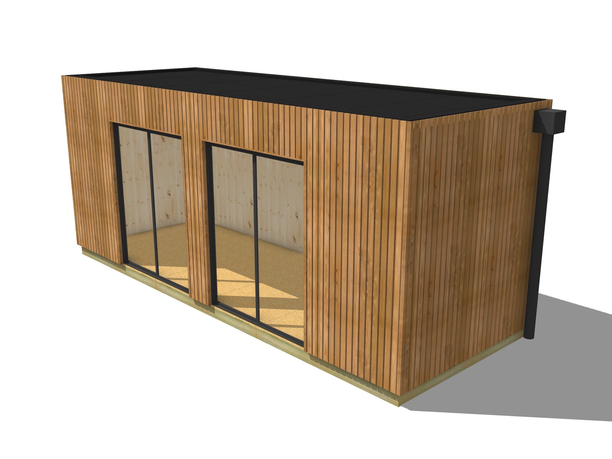 Annexe de jardin sans permis en bois 6,6 x 2,4 x 2,7 m avec plancher isolé / menuiseries alu k-line - 2