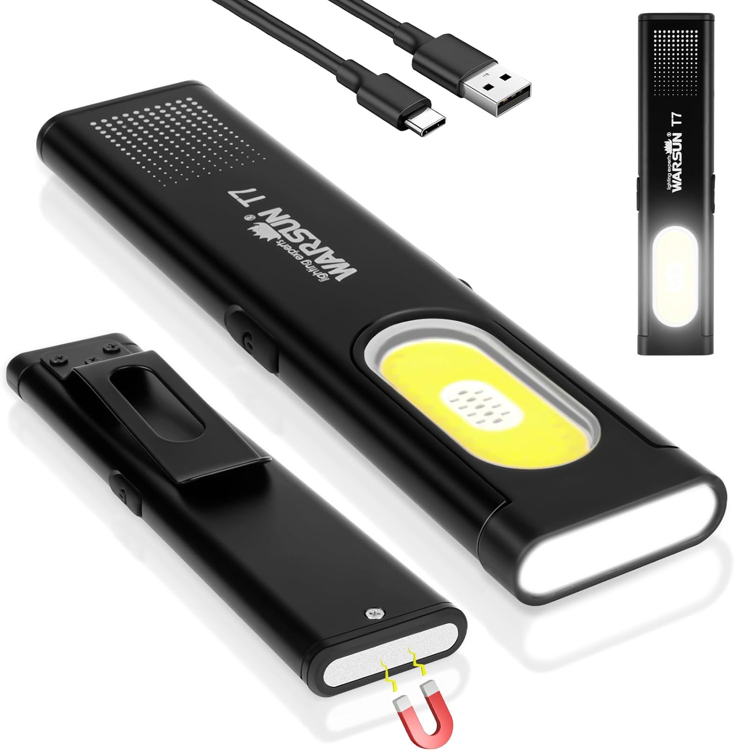 Lampe De Travail Magnétique LED COB Rechargeable USB - 500-999 Lumens - IP65