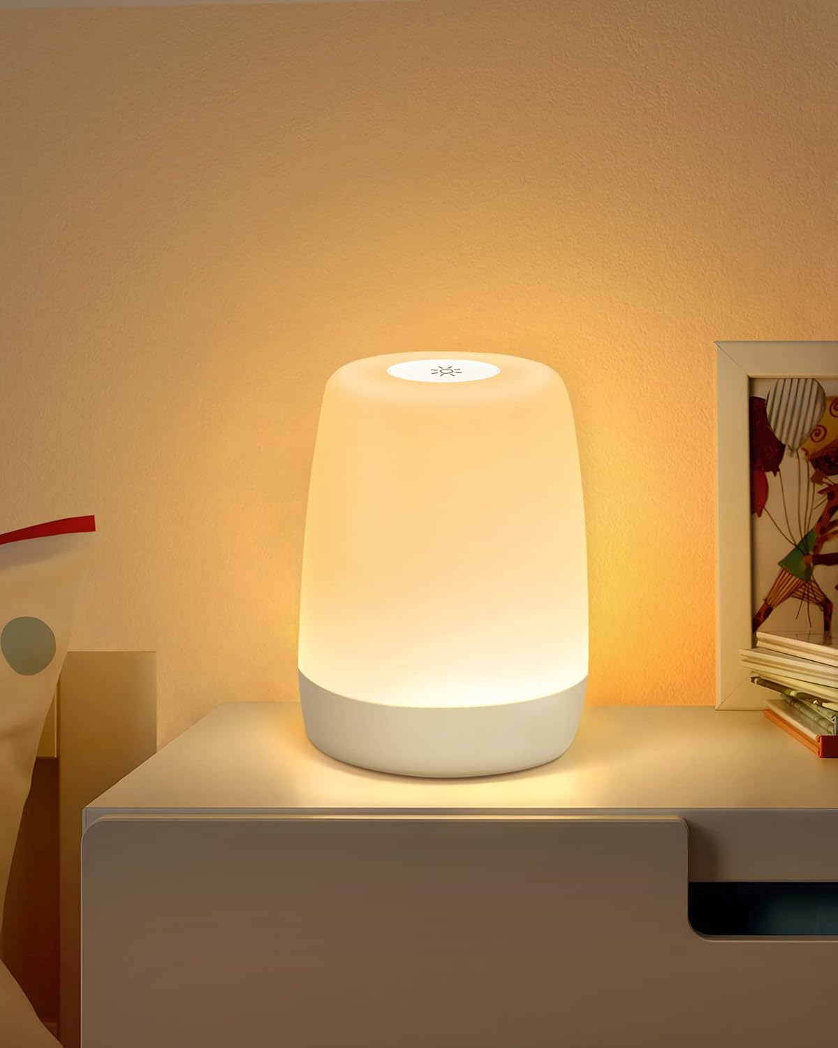 13*10 cm Lampka nocna dla dzieci do sypialni i salonu, lampka nocna LED z funkcją ściemniania dotykowego, trybem ciepłym i zmieniającymi się kolo