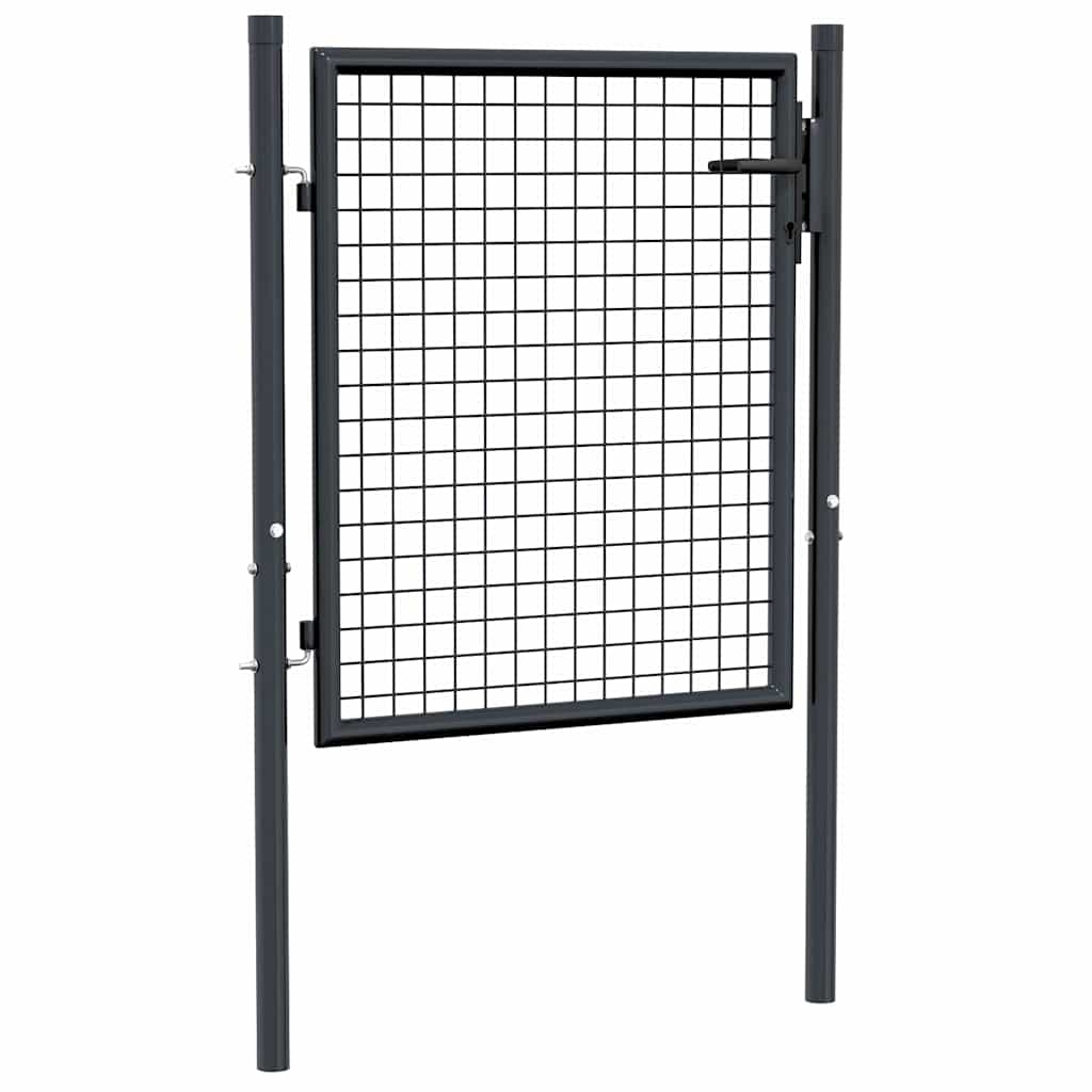 Puerta De Jardín De Malla 306x125 Cm - Acero Galvanizado, Color Verde Oscuro, Con 3 Llaves