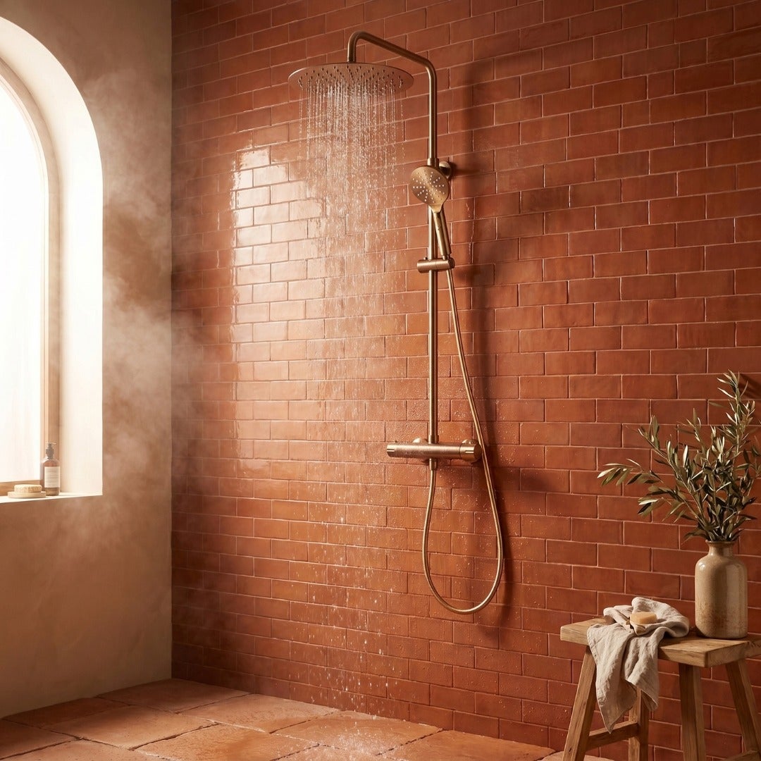 Luisa colonne de douche thermostatique cuivre brossé - 6