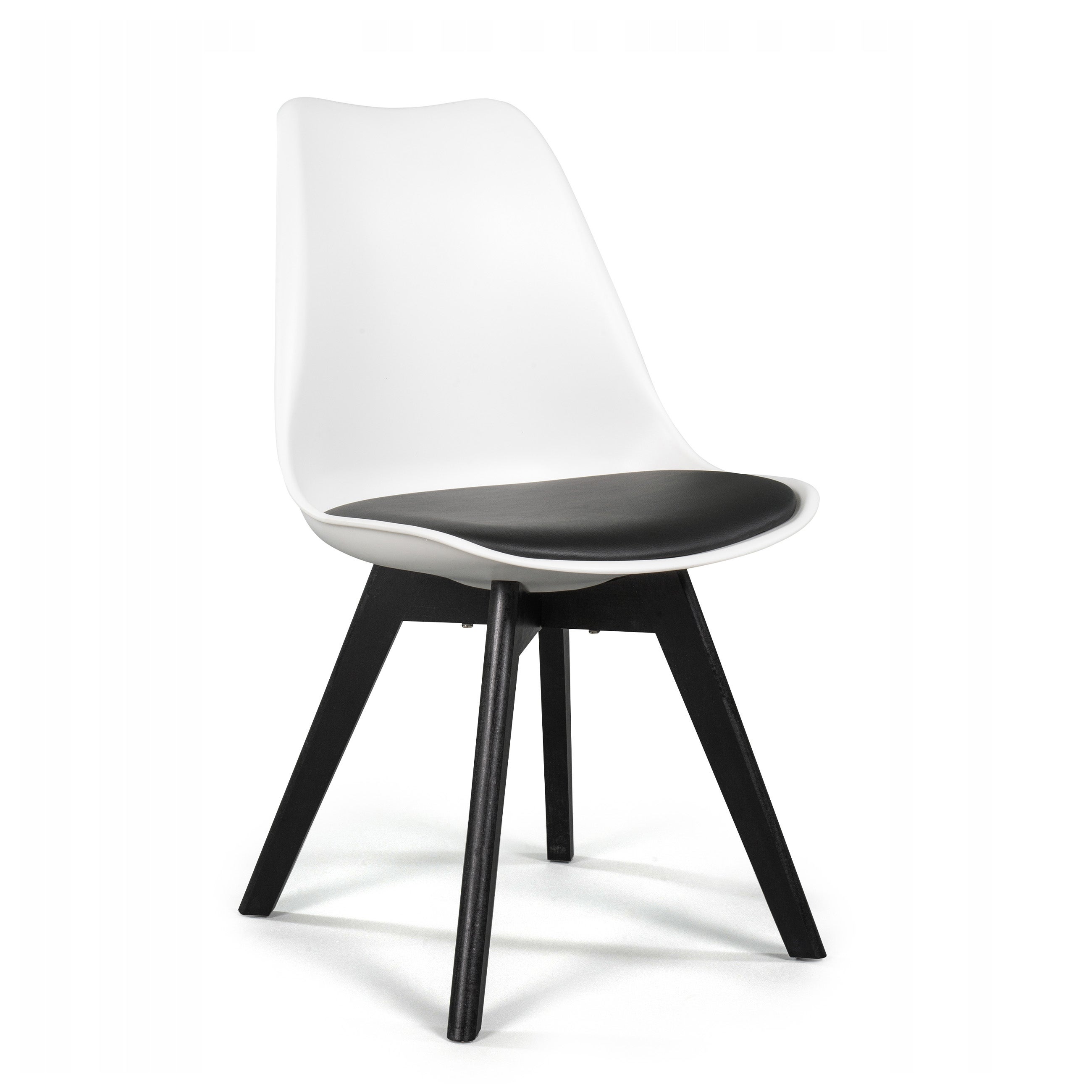 Krzesło skandynawskie z poduszką DUBLIN biało czarny czarne nogi