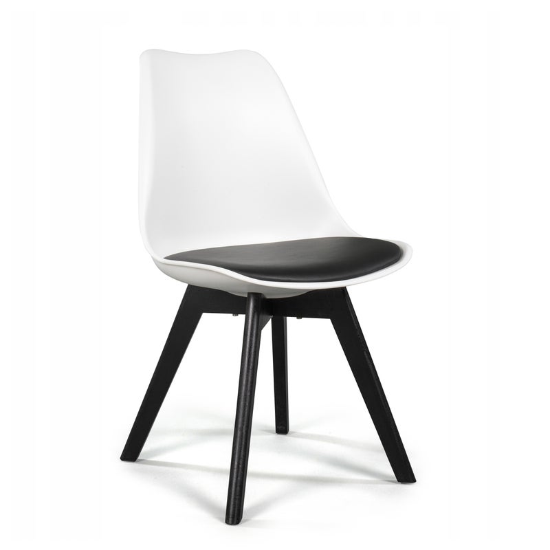 Krzesło skandynawskie z poduszką DUBLIN biało czarny czarne nogi