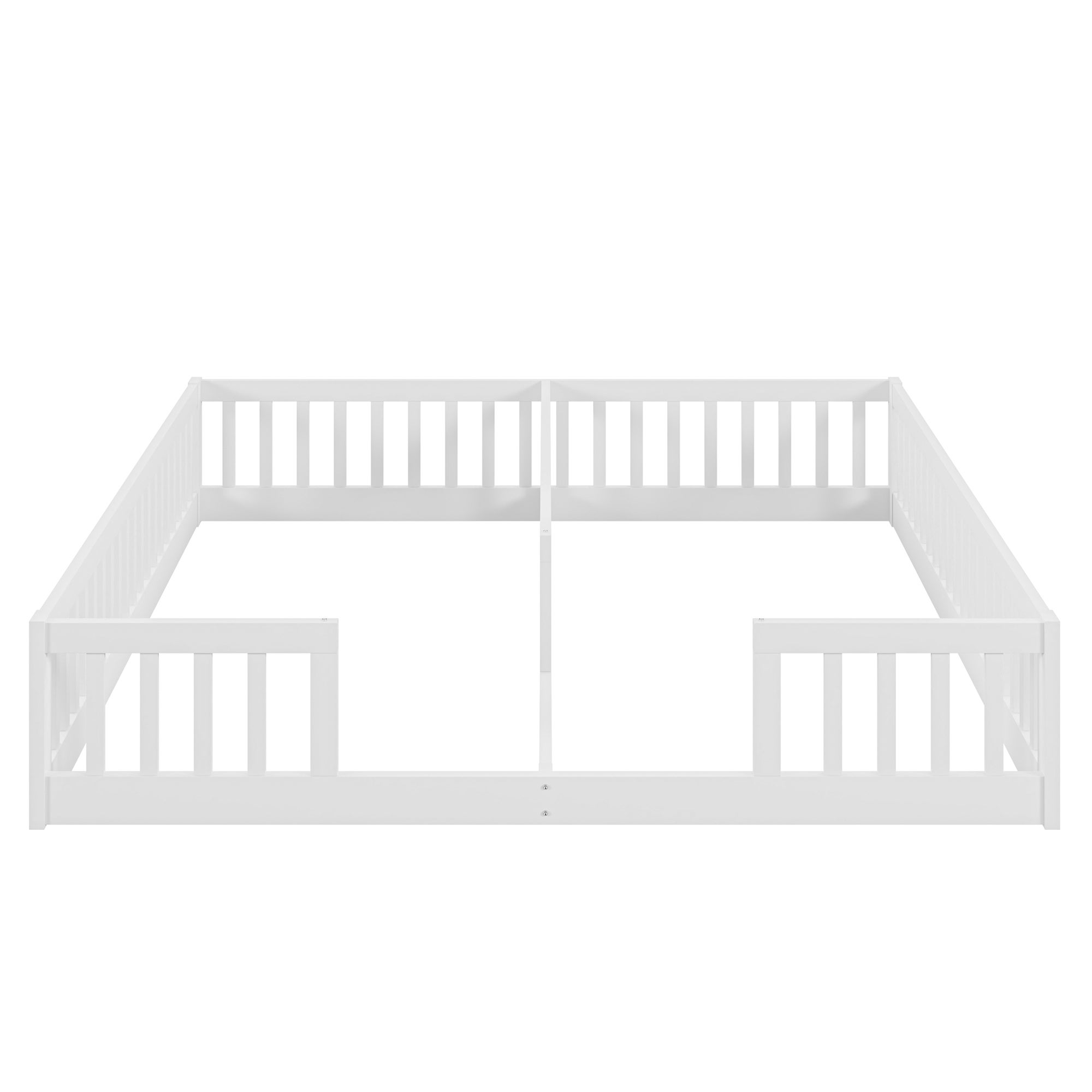 Cama de criança 2x90x200cm em madeira maciça - com grades - sem base de ripas - Branco - 4