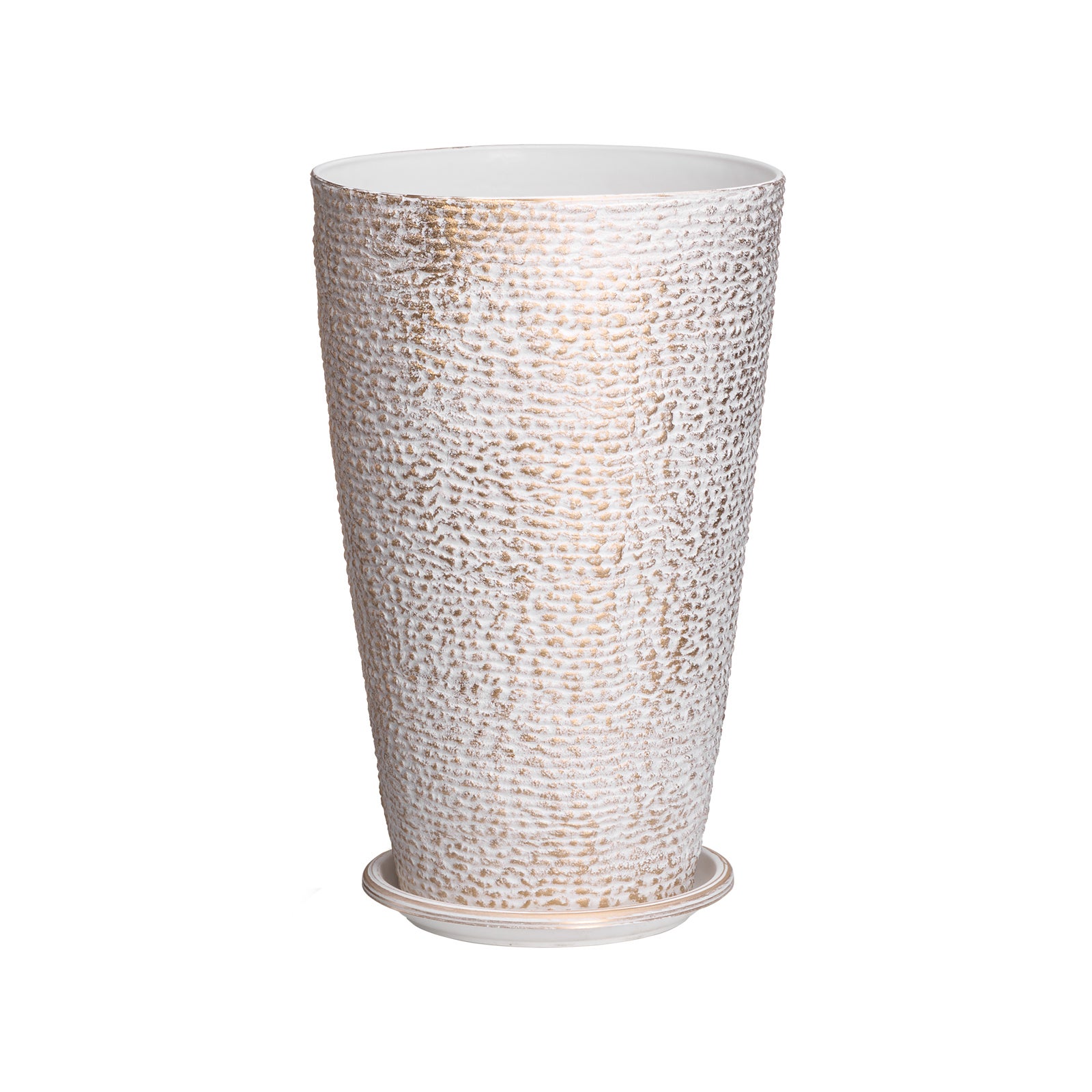 Lot de 2 grandes jardinières SucceBuy d’extérieur 53 cm, rondes avec finition aspect pierre, pots de fleurs et d’arbres - 3