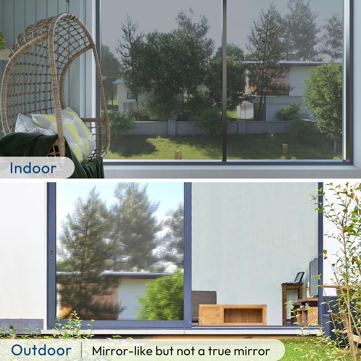 Film isolant thermique pour fenêtres, protection solaire et UV, film réfléchissant miroir sans tain, 60*500cm, matériau PVC, argent - 6