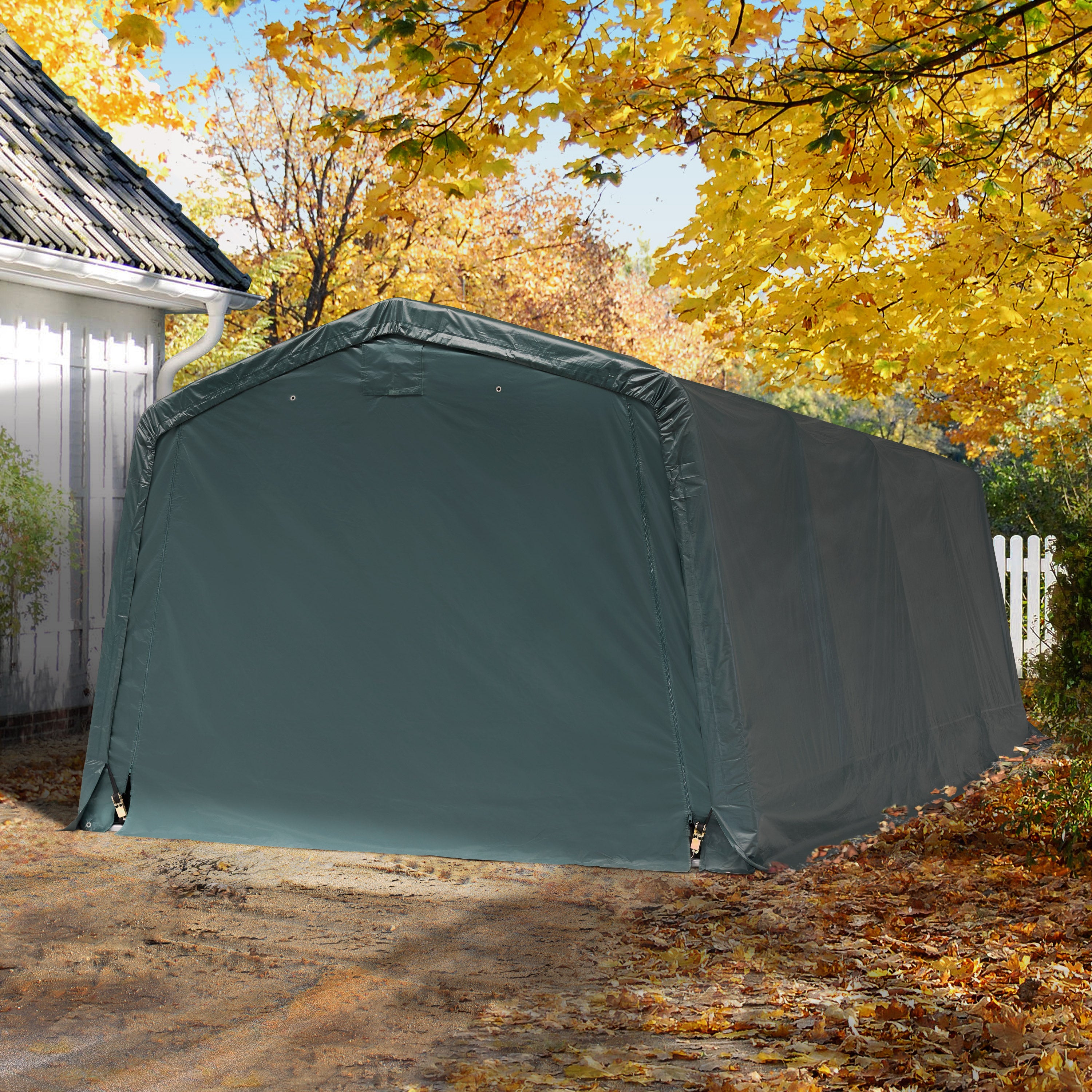 TOOLPORT Abri/Tente Garage Premium 3,3x6,2 m pour Voiture et Bateau - Toile PE 600 N imperméable vert - 7