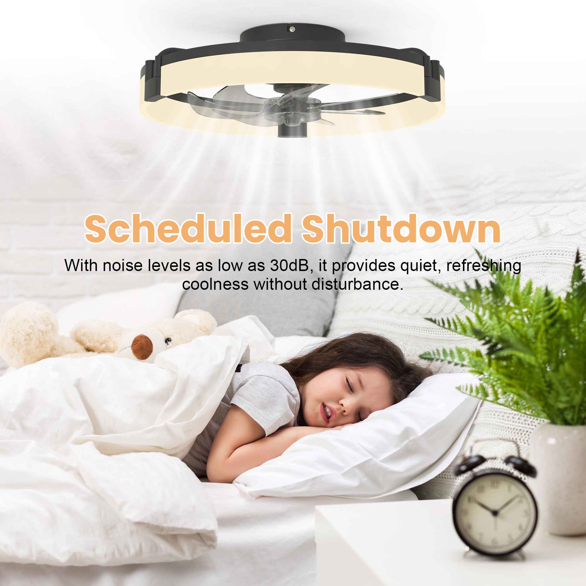 Ventilateur de plafond LED 50cm avec télécommande & APP, 6 vitesses, dimmable 3000-6500K, silencieux 30dB, chambre salon - 6
