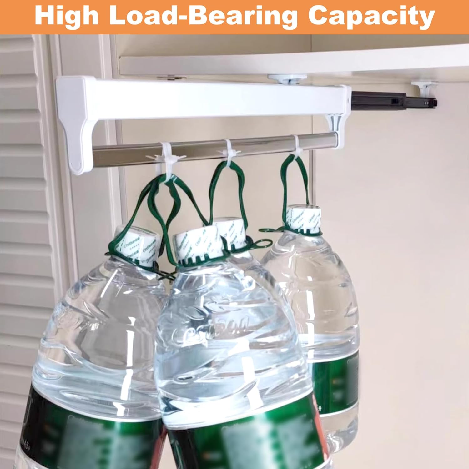 Barra retráctil para armario, 1 pieza, acero laminado en frío, blanca, deslizante, para guardarropa (29,2 cm) - 4