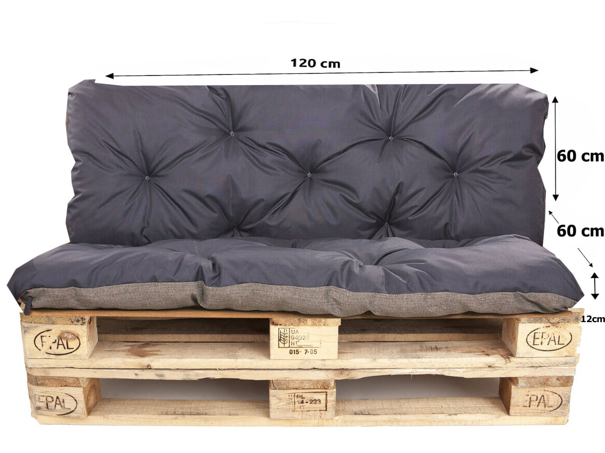 Set Coussins palettes, Assise 120 x 60 et Dossier 120 x 60cm Bleu foncé, coussins canapé / coussin pour palette in / extérieur, SETGARDEN - 2