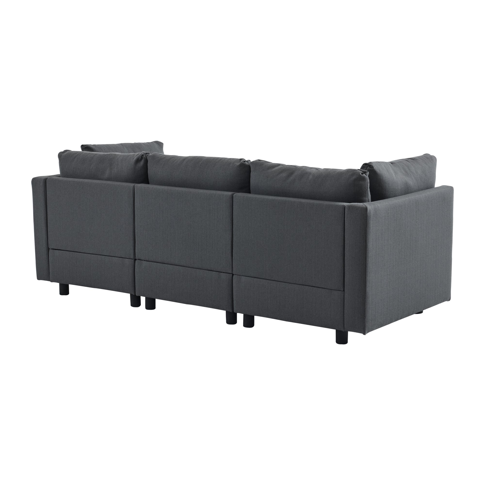 Canapé 3 places - canapé d'angle L avec pouf, mobilier rembourré, adapté pour salon - 9