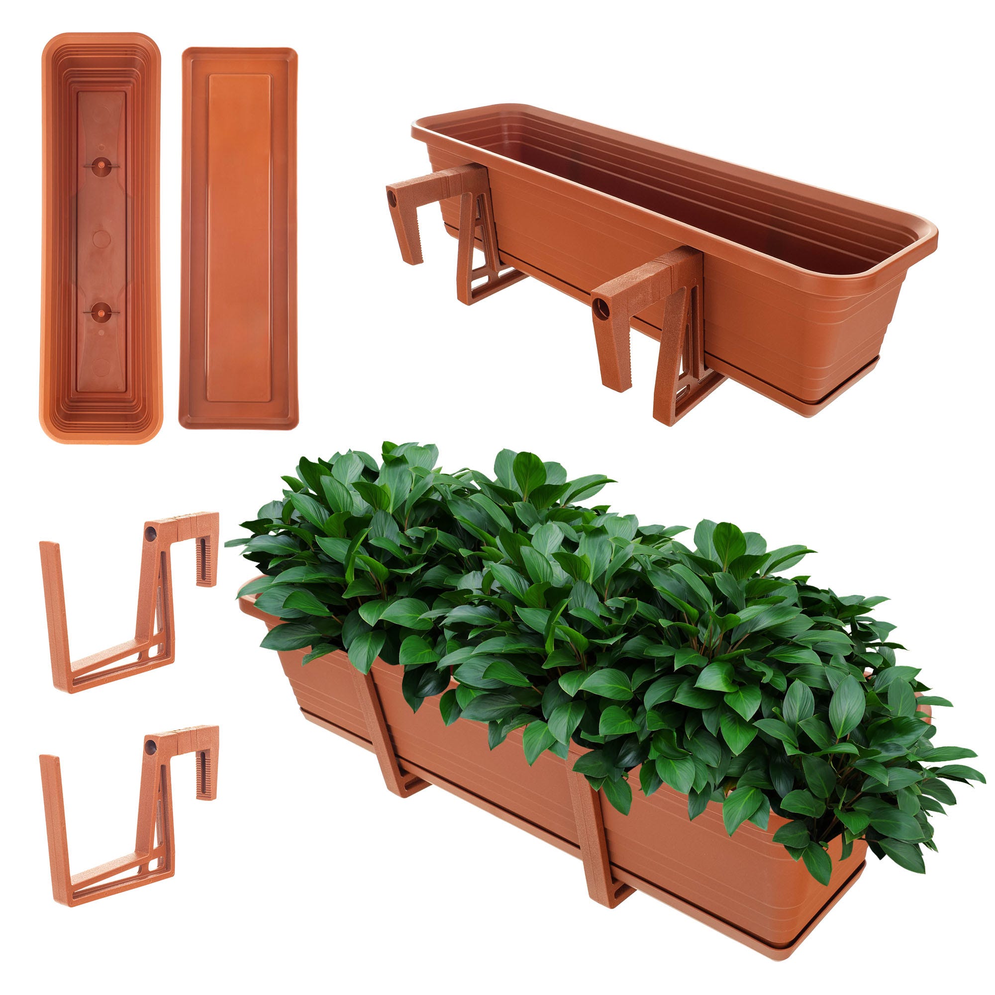 VASO cassetta fioriera 40-50-60 c/sotto fiori balcone tortora Euro3plast Inis VASO cassetta fioriera 40-50-60 c/sotto fiori balcone tortora Euro3plast Inis