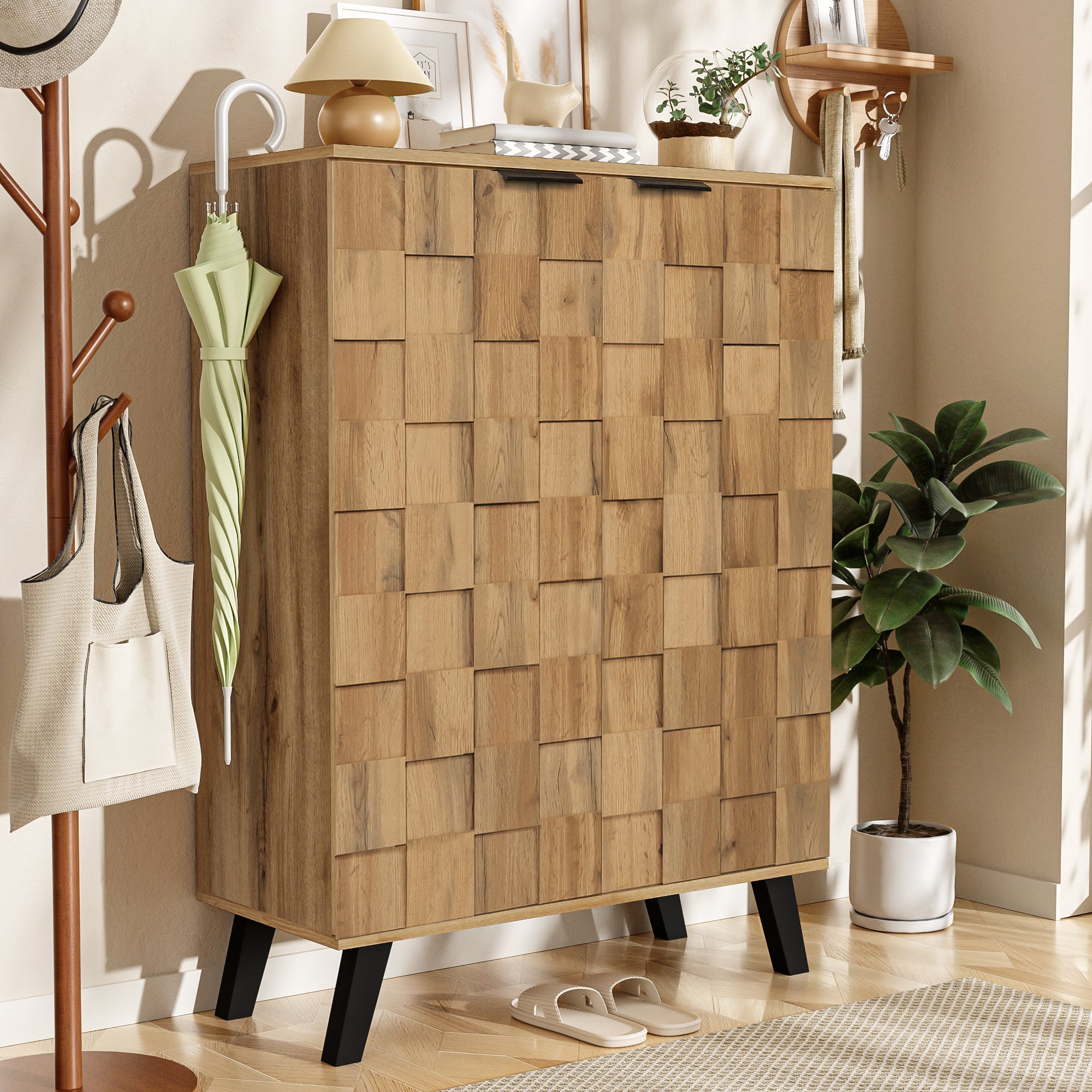 Meuble à chaussures à 5 compartiments - 80,5 x 35 x 109,5 cm - étagères réglables - Panneaux de particules - Couleur bois - 8