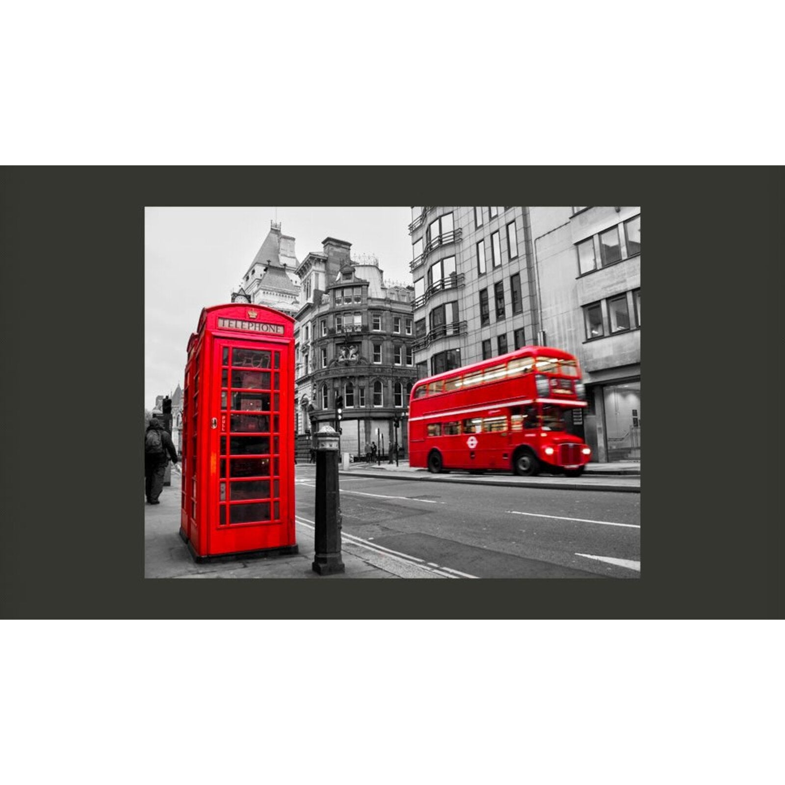 Papier peint photo 3D motif bus rouge - Décoration murale amovible
