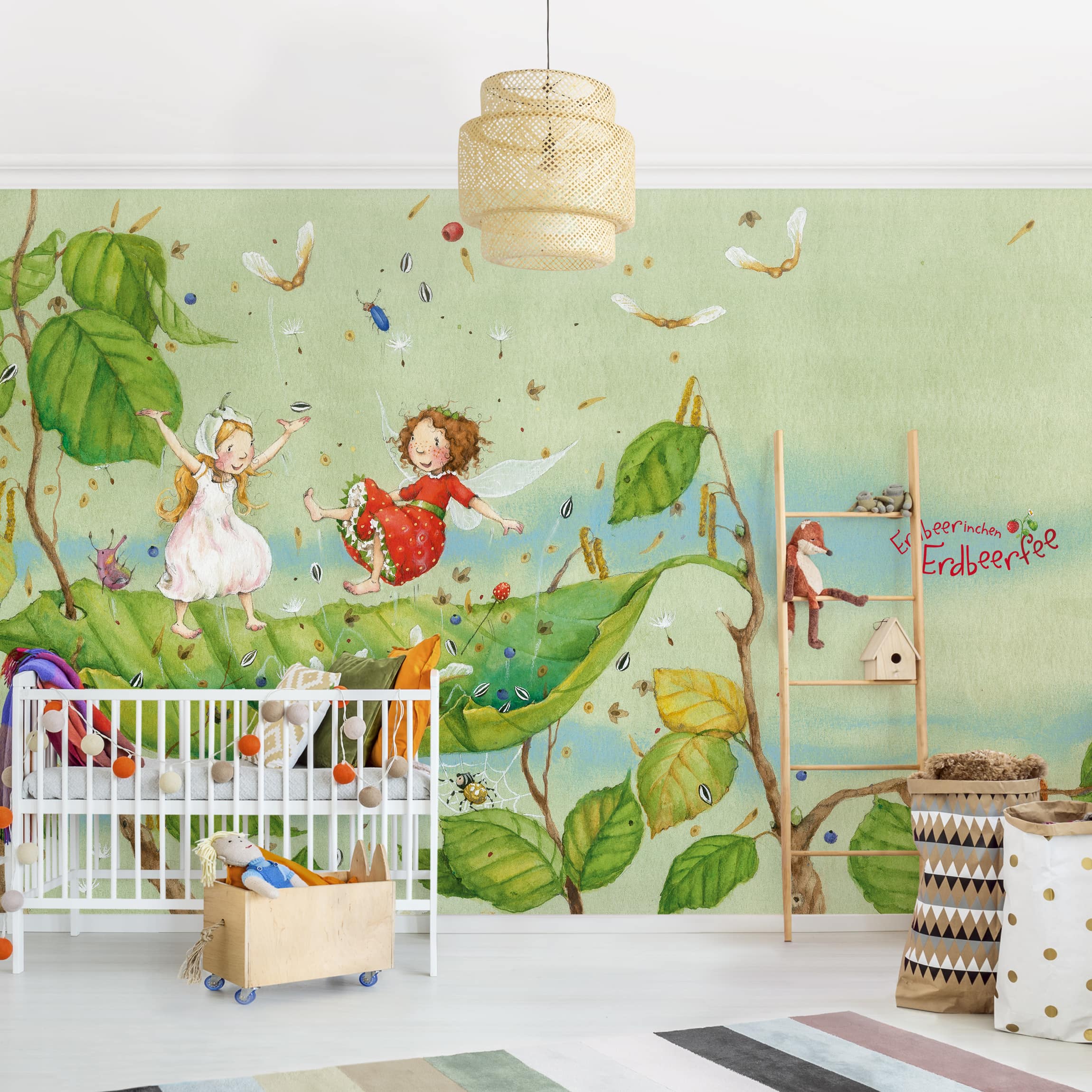 Papel pintado fotomural ilustración niños acuarela arte 42 - habitación infantil niña bebé - tnt 384 x 255 cm adhesivo
