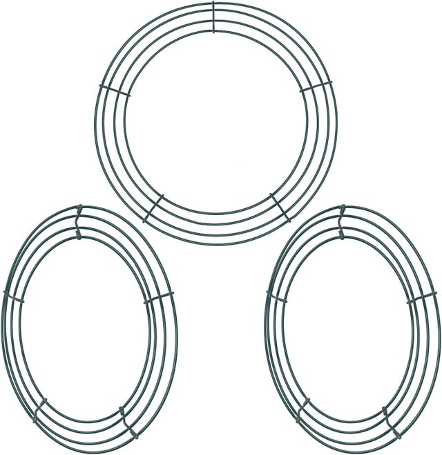 Lot de 3 cadres de couronne en fil de fer pour décorations de Noël, vert foncé (30,5 cm)