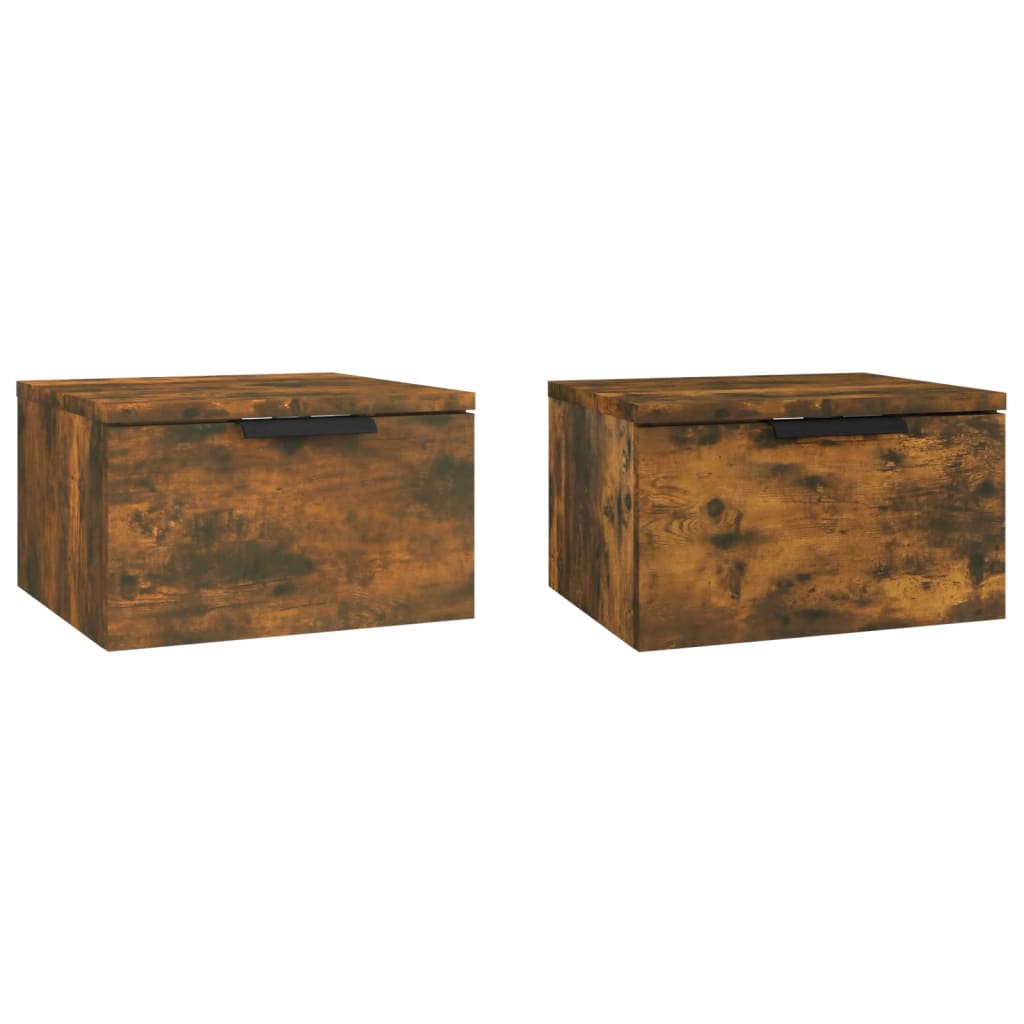 VidaXL Set Da 2 Comodini A Parete In Legno Rovere Marrone - Mensole Con Cassetto Per Camera Da Letto - Dimensioni 34x30x20 Cm - Salvaspazio E Robusti - 3