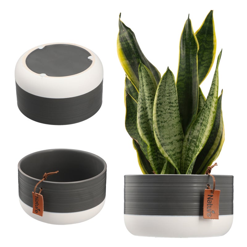 DONICZKA DONICA CERAMICZNA NA KWIATY OSŁONKA KWIETNIK OKRĄGŁA 17 cm SZARA