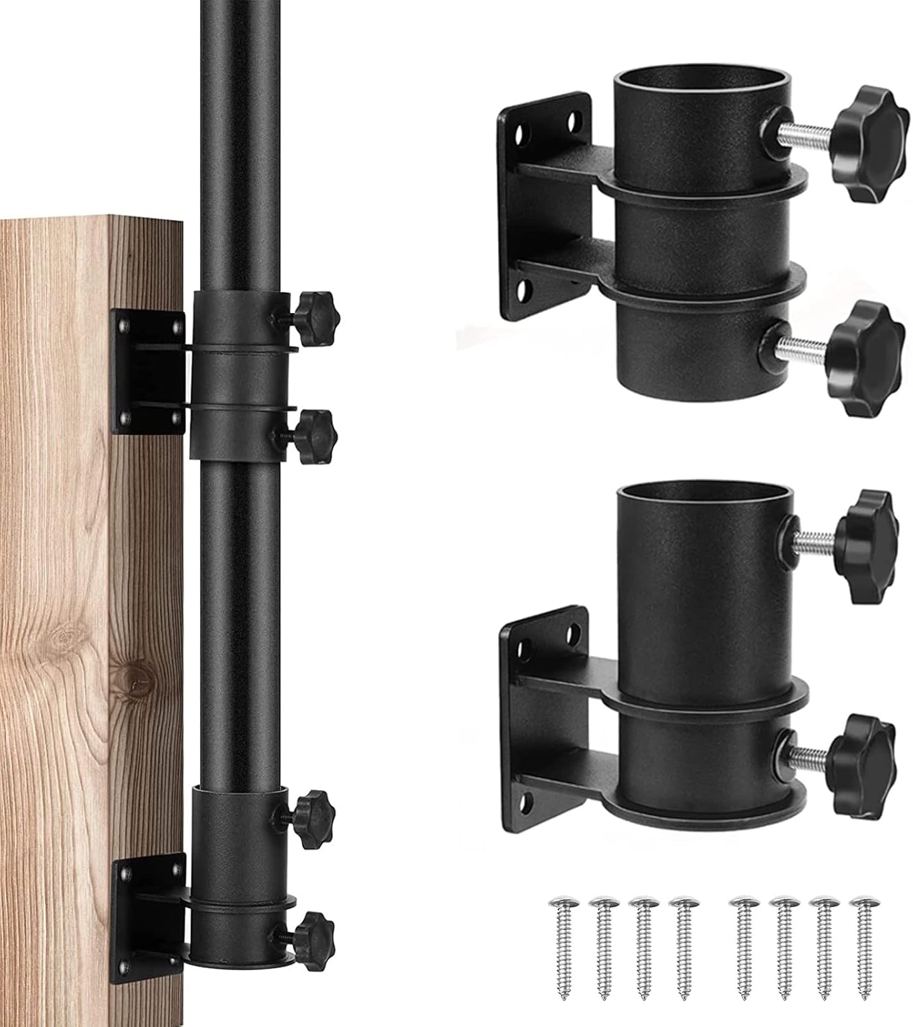 Support De Parasol En Aluminium Pour Montage Extérieur - Support De Parasol Avec Pince Fixe - Adapté Pour Terrasse, Plage, Cour Et Balcon