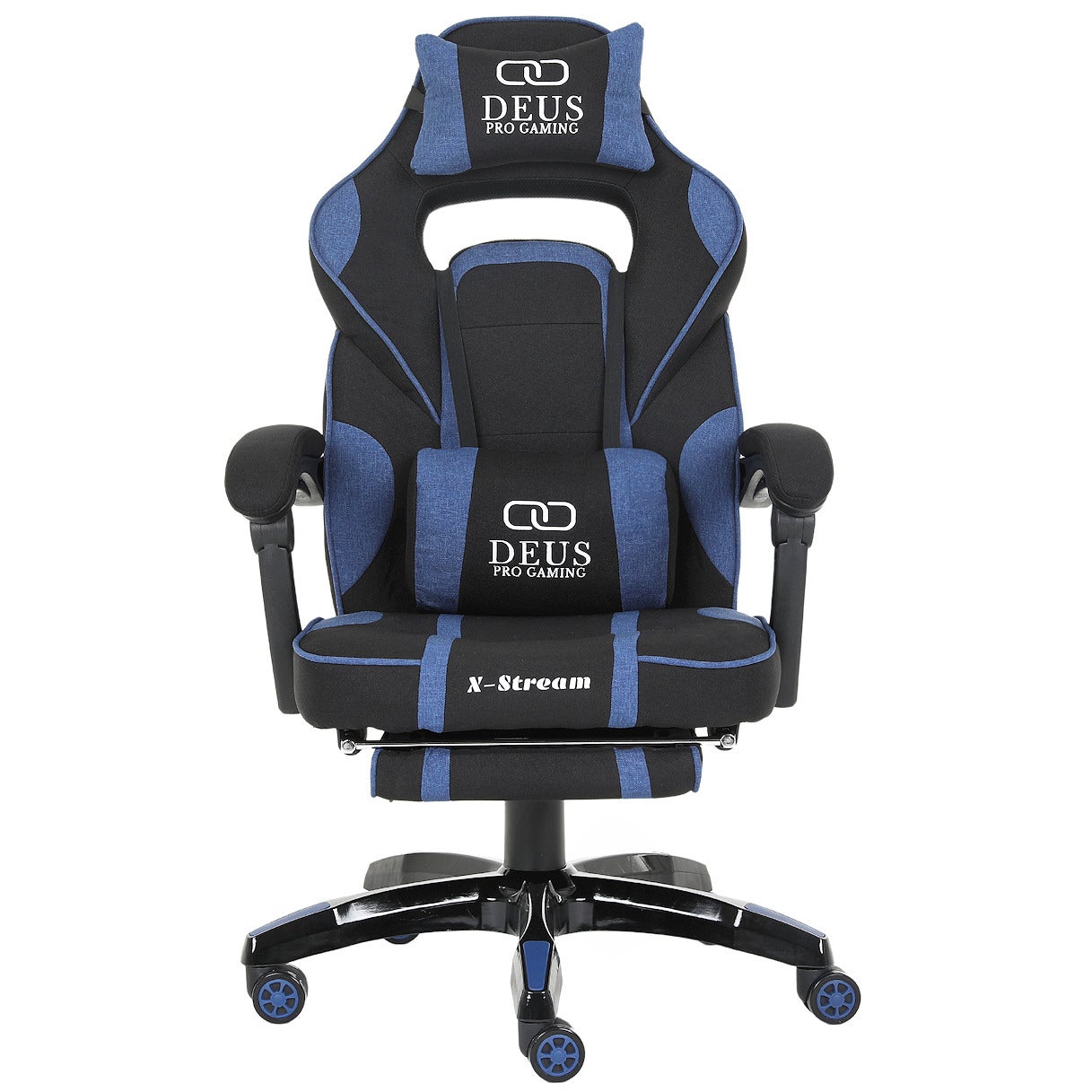 Fotel gamingowy X-STREAM niebieski z podnóżkiem