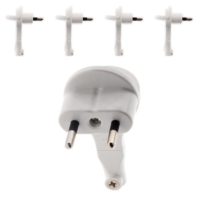 Lot de 5 fiches mâles 2P 6A extraplates - Blanc - Zenitech