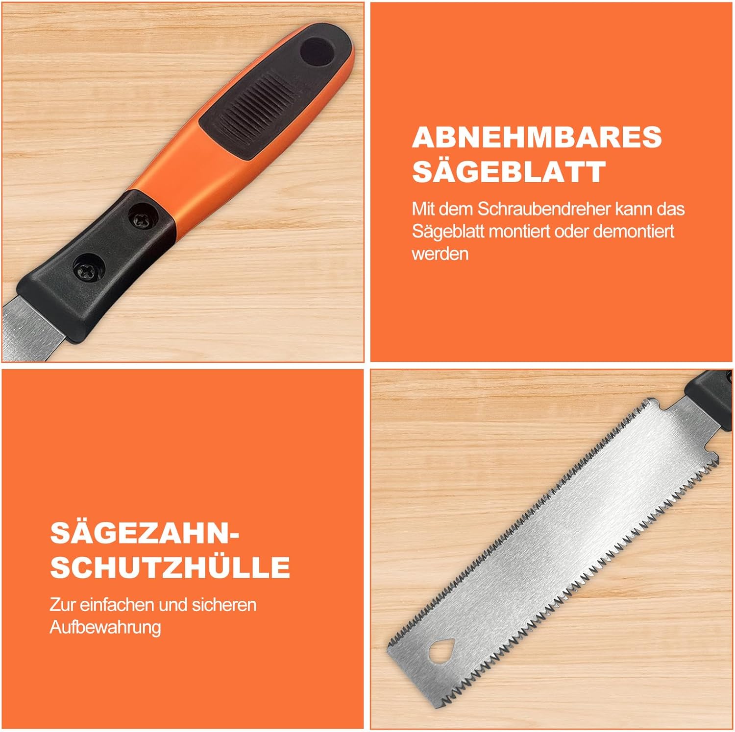 Scie à main japonaise à double tranchant, petite et fine, avec manche antidérapant – Lame en acier au carbone pour le travail du bois. - 4