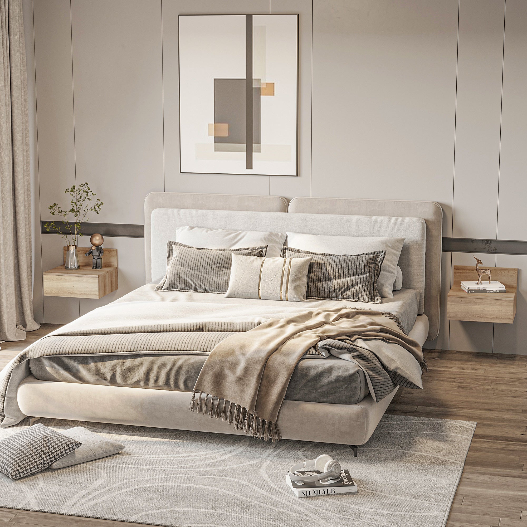 Mesillas de Noche HOMCOM Melamina de Madera Madera Natural 43x36.5x30.5 cm - 2