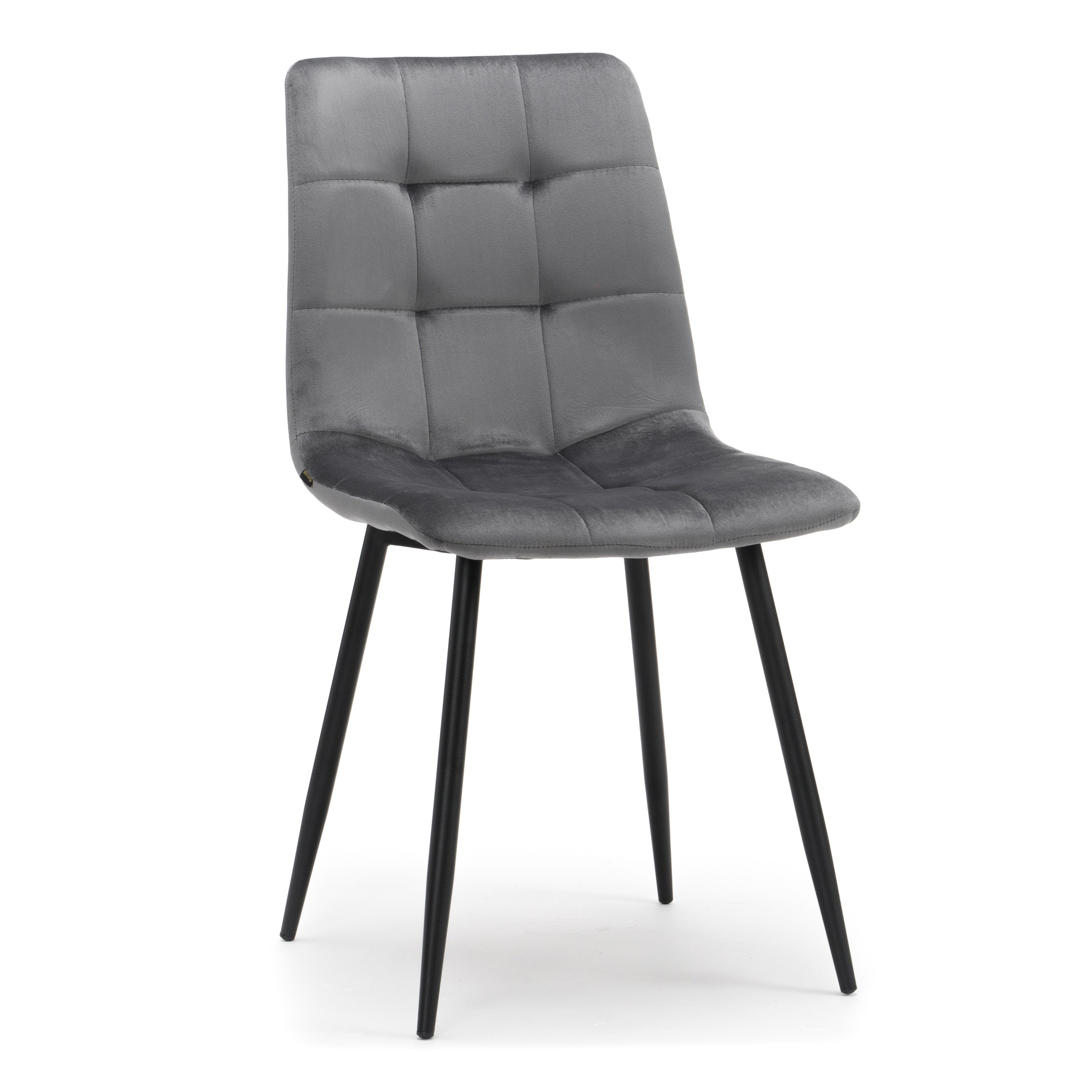 Krzesło tapicerowane pikowane welurowe do salonu PARMA szare