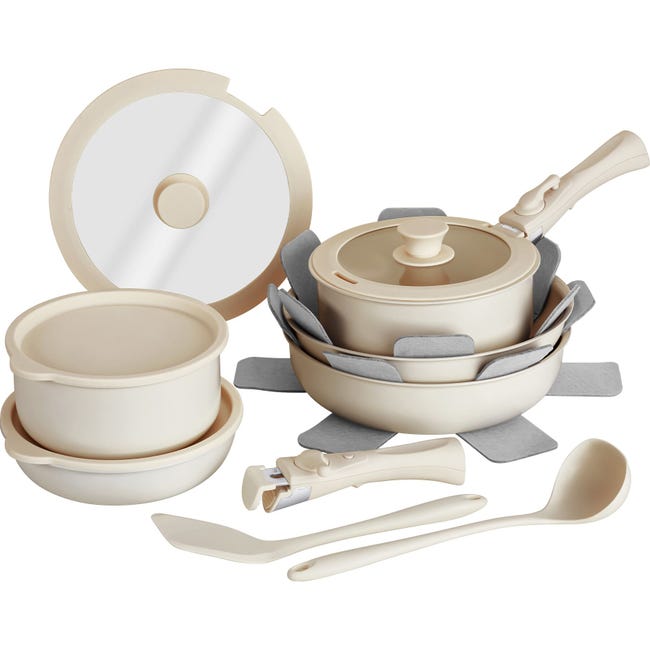 BEZIA Set Pentole e Padelle Ceramiche Antiaderenti, – 9 Pezzi a Induzione Set Padelle con Manico Rimovibile, per Tutti i Piani Cottura, Pentole Impilabili, Lavabile in Lavastoviglie/Forno, Verde BEZIA Set Pentole e Padelle Ceramiche Antiaderenti, – 9 Pezzi a Induzione Set Padelle con Manico Rimovibile, per Tutti i Piani Cottura, Pentole Impilabili, Lavabile in Lavastoviglie/Forno, Verde
