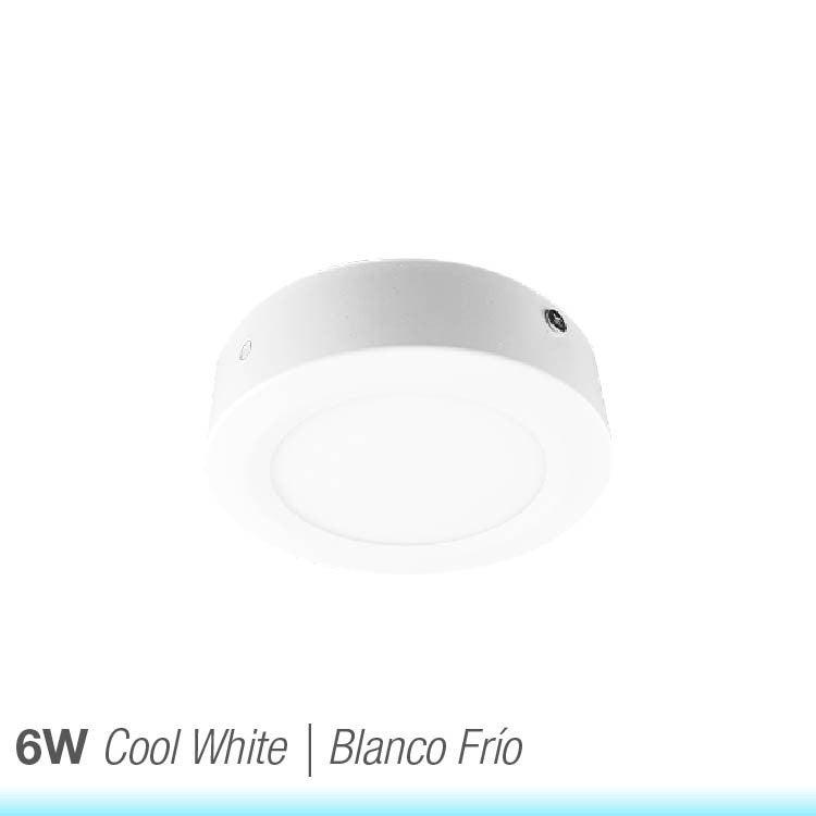 Foco LED Plafón redondo blanco de 12cm, 6W 390lm, aplicar - Blanco ...