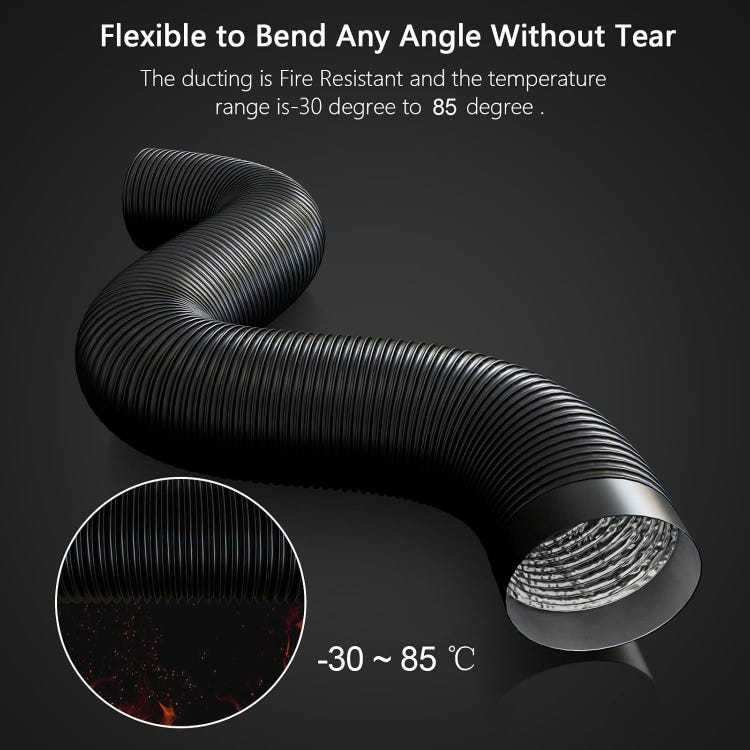 Conduit de ventilation en PVC de 100 mm, adapté aux hottes de cuisine et aux ventilateurs d'extraction (6 mètres de long). - 6