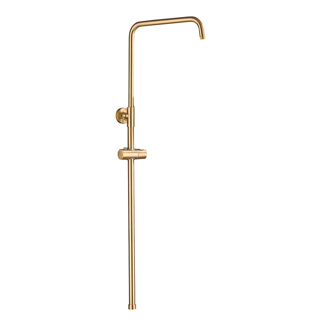 Valaz Barra de chuveiro redonda com alavanca única ajustável até 120 cm, ouro escovado - Série Ebro - 25 cm - 7