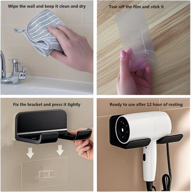 Portasciugacapelli da parete - Supporto da parete per asciugacapelli e piastra per capelli - Organizer da bagno multifunzionale per hotel | Leroy Merlin Portasciugacapelli da parete - Supporto da parete per asciugacapelli e piastra per capelli - Organizer da bagno multifunzionale per hotel | Leroy Merlin