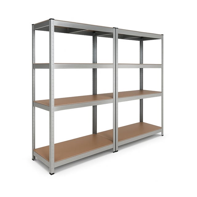 EURO VANADIUM - Double Étagère charges lourde 160 x 80 cm - 640 kg - 8 plateaux - Acier galvanisé - Etagère de rangement Modulable - 40 cm - Gris