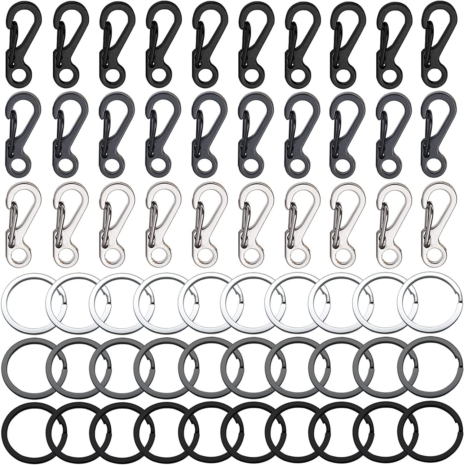 30PCS Mini Clip Mousqueton Mousquetons Petit Mousqueton Porte Clé EDC Petite Boucle Suspendue Crochet Mousqueton Clip Escalade pour Camping/Randonnée