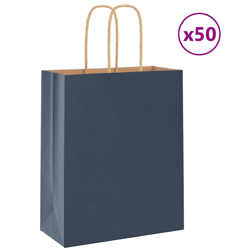 Lot 100 Sacs Cadeau Kraft Noir Avec Poignées – 14×8,5×20,5 Cm – Parfait Pour Fêtes, Mariages & Vente