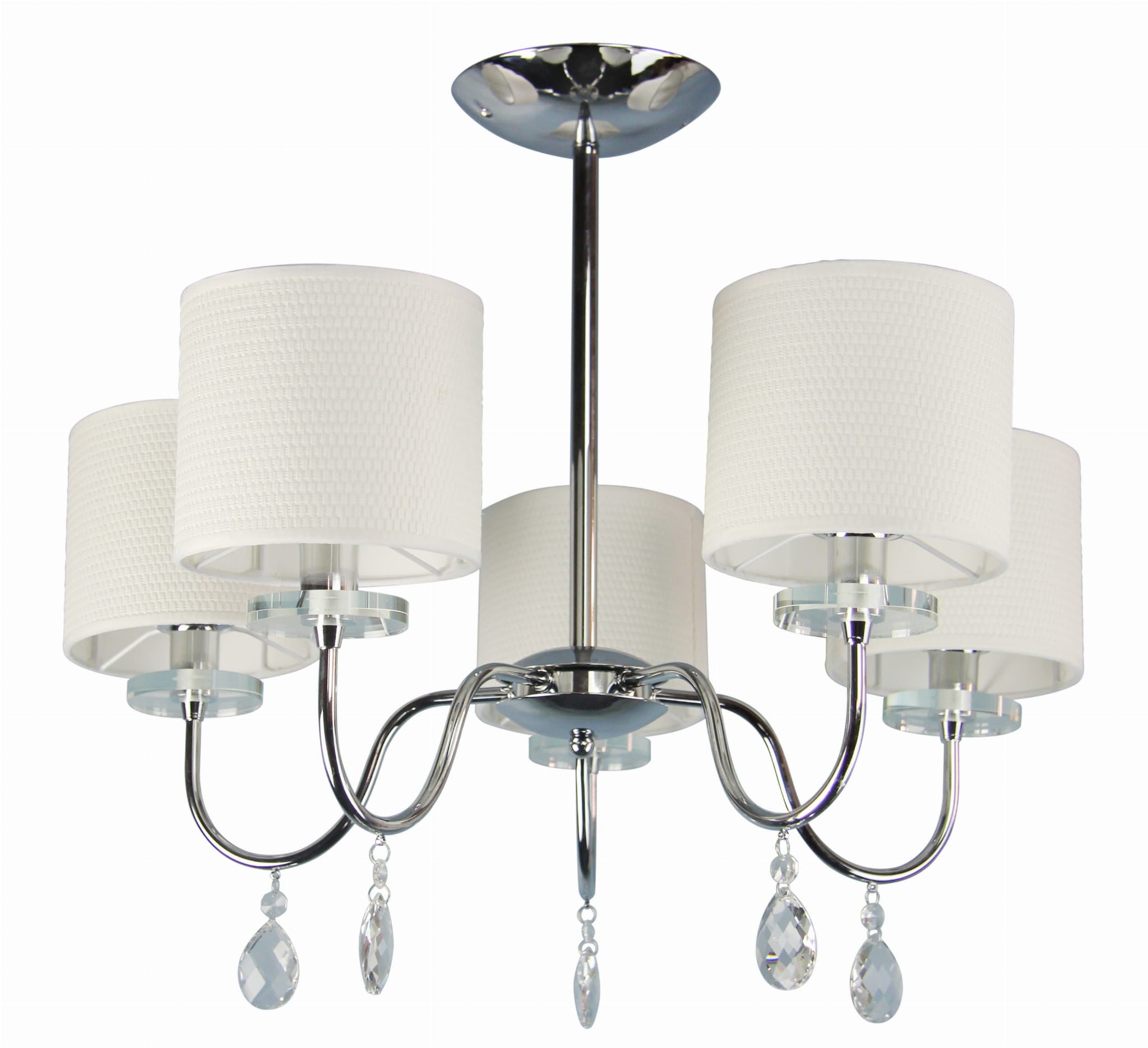 Lampa wisząca Estera chromowana biała 5xE14x40W wym: 56 x 58 x 58 cm tkanina Candellux