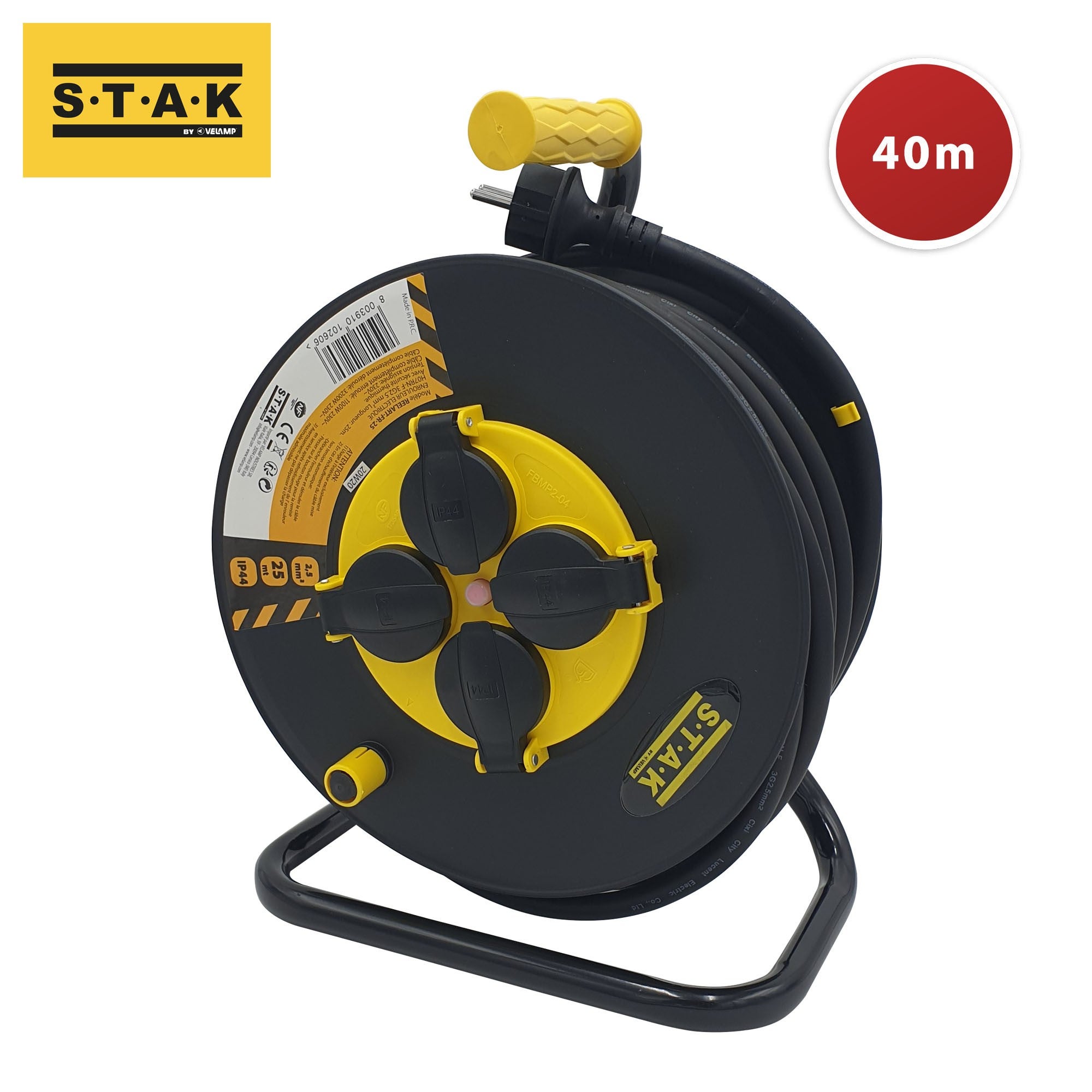 Enrouleur de chantier, 4 prises, 3G2.5, 40mètres , NF, IP44 - 3