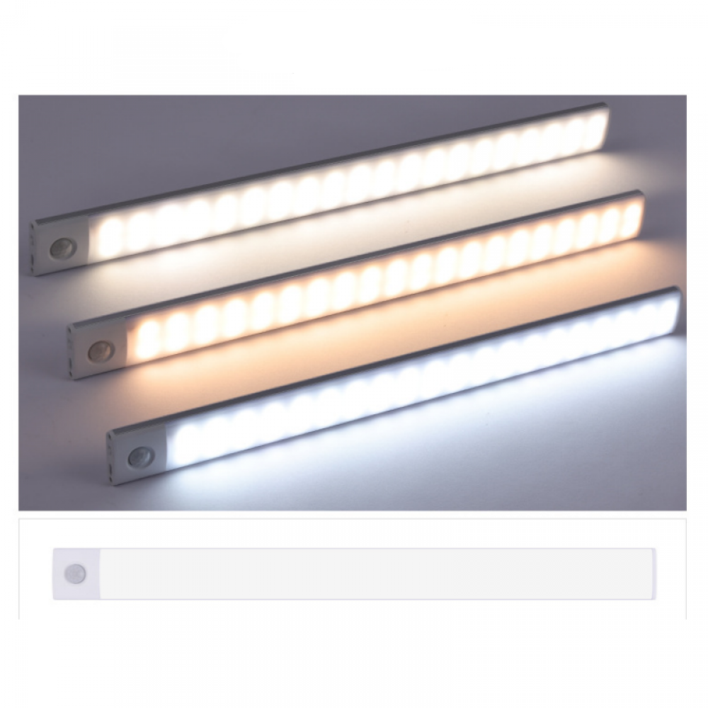 Akumulatorowa magnetyczna lampa LED, inteligentny czujnik, 3 tryby kolorów, automatyczne włączanie/wyłączanie, nie wymaga wiercenia (czarna, 20 cm)