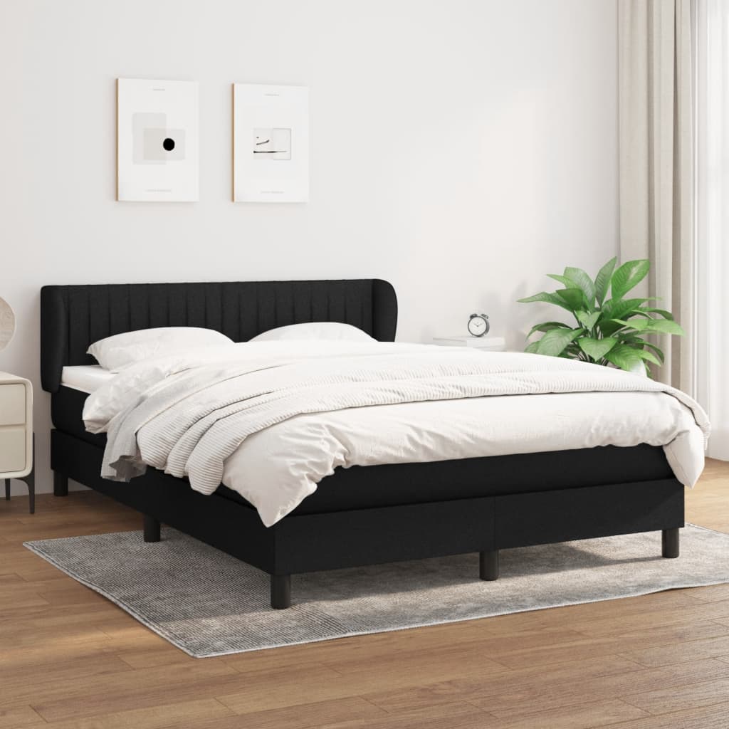 Lit à sommier tapissier avec matelas Noir 140x200 cm Tissu Leroy Merlin