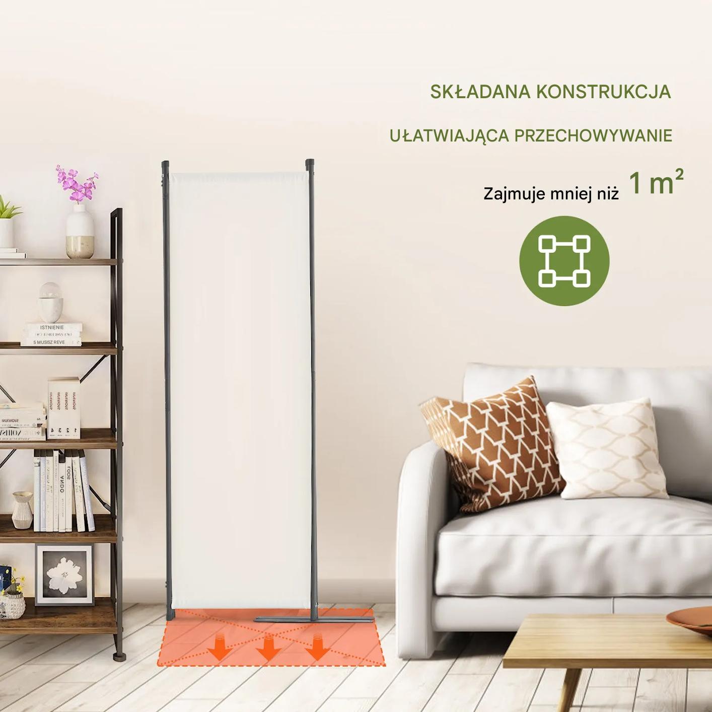 Parawan pokojowy 4-panelowy składany tkanina wolnostojący biały - 7