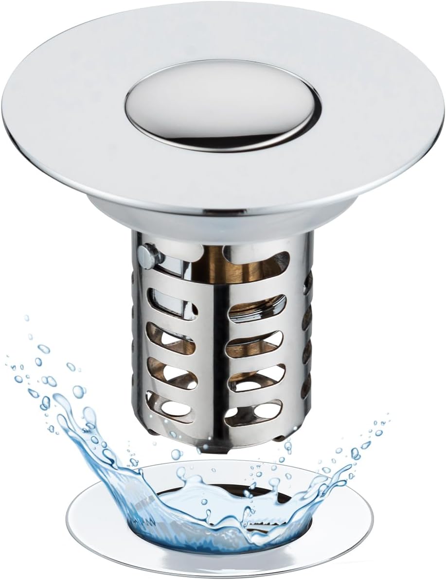 Bouchon de lavabo pop-up universel avec tamis d'évier amélioré - Pull Type Bonde Evier - Pour Bouchon de lavabo pop-up universel avec tamis d'évier amélioré - Pull Type Bonde Evier - Pour