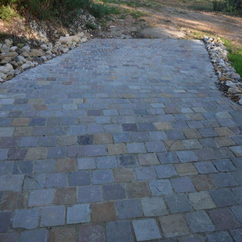 Pavé pierre naturelle Grès Kandla Multicolore 14x14x3-5 cm - Boîte de 1m² - 2
