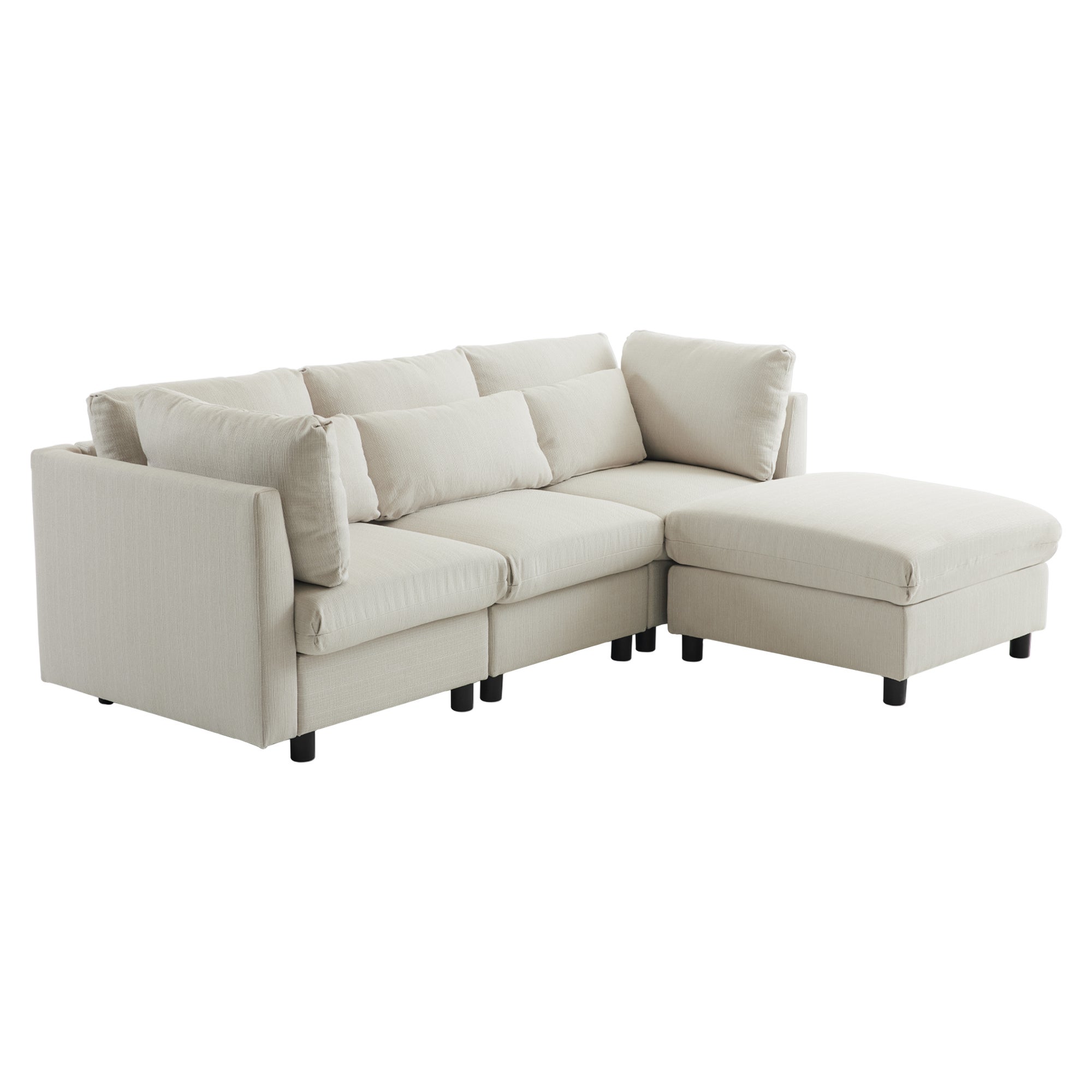 Canapé 3 places - canapé d'angle L avec pouf, mobilier rembourré, adapté pour salon - 8