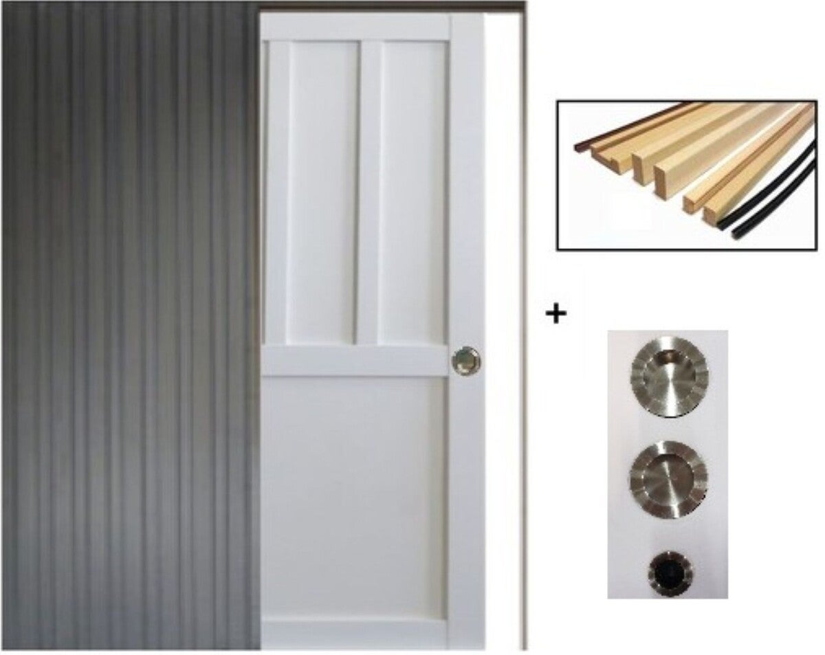 Porte Coulissante Atelier Blanc 2 Panneaux H204 X L83, Galandage Et Kit ...