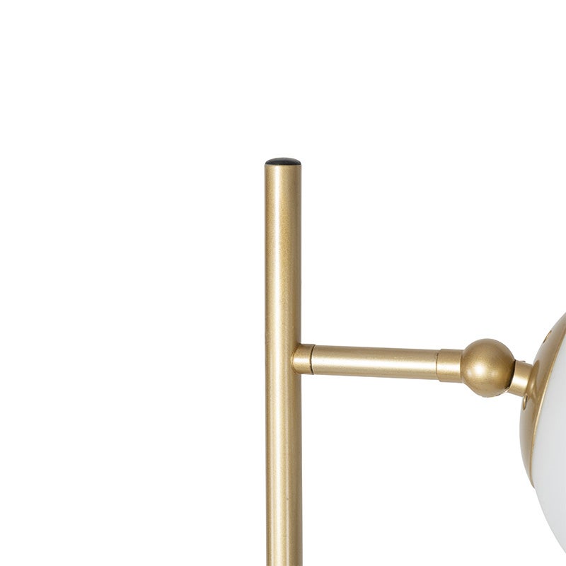Qazqa art deco lampadaire - Pallon - blanc, max. 25w, e14, à 2 lumières, 153cm, idéal pour le salon - 6