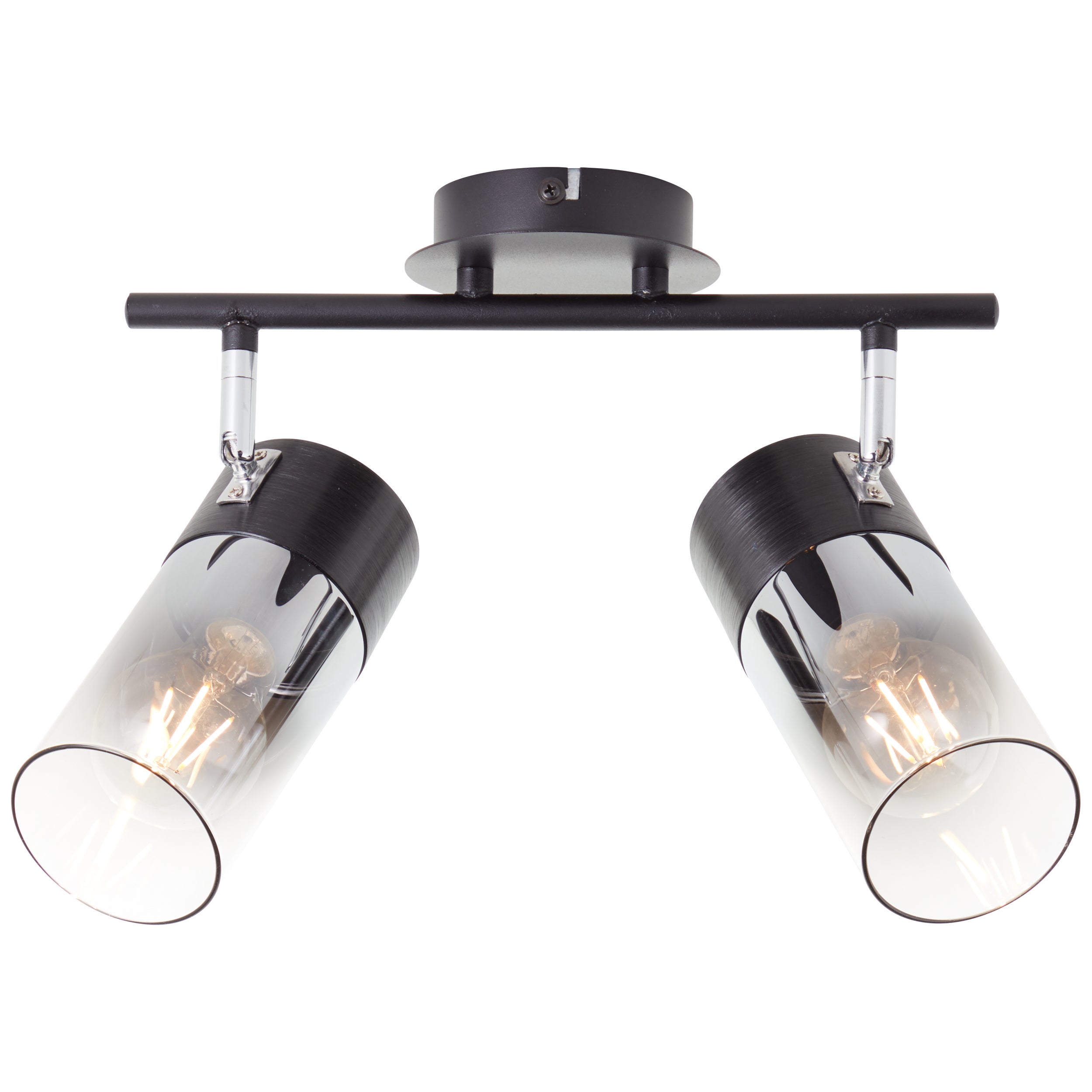 Lampa Brilliant Alia spot bar 2 lampy czarny/dymione szkło drewno/czarny metal 2x A60, E27, 40 W