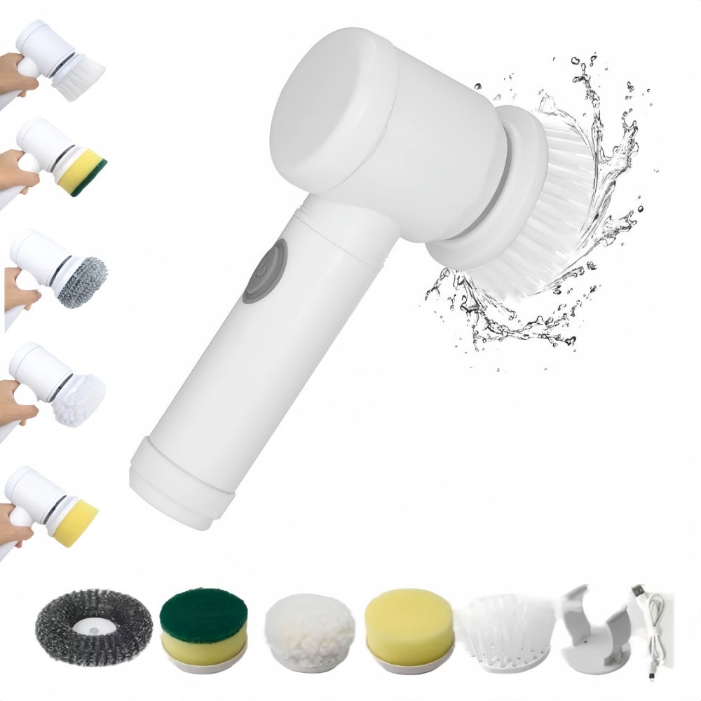 Brosse de nettoyage électrique motorisée sans fil et cinq têtes de brosse interchangeables
