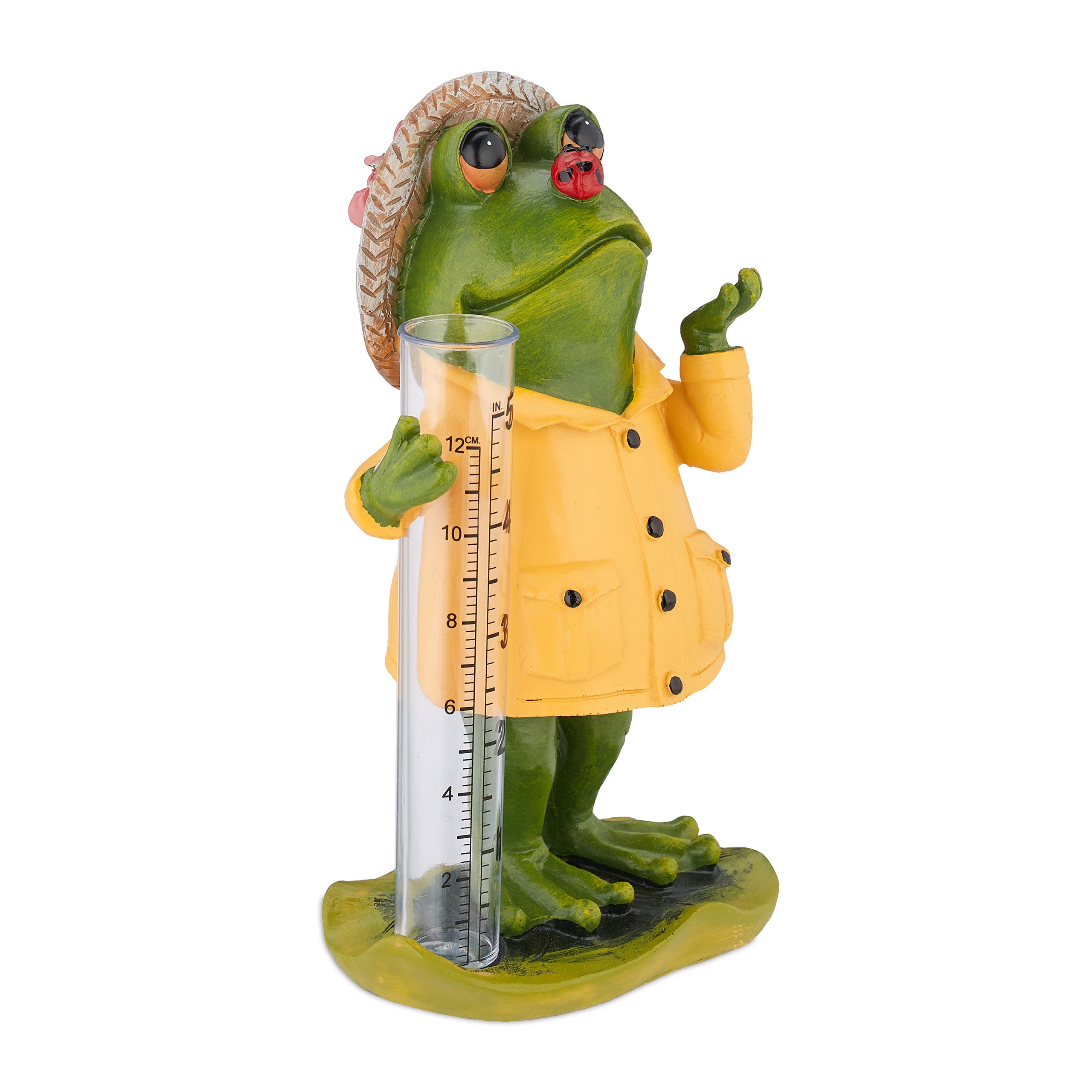 Pluviomètre grenouille jardin, résistant intempéries, mesure précipitations, HxLxP: 19x10,5x8 cm, multicolore, Relaxdays - 9